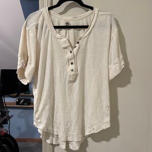 We The Free Cream Button-Up Short Sleeve Shirt